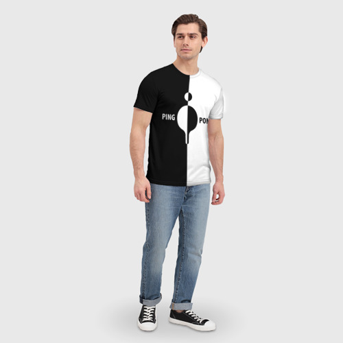 Мужская футболка 3D Ping-Pong черно-белое, цвет 3D печать - фото 5