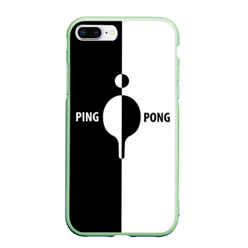 Чехол для iPhone 7Plus/8 Plus матовый с принтом Ping-Pong черно-белое, вид спереди #2