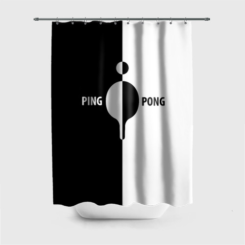 Штора 3D для ванной Ping-Pong черно-белое