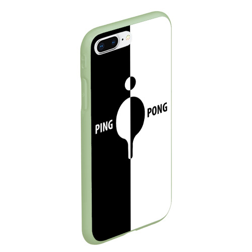 Чехол для iPhone 7Plus/8 Plus матовый с принтом Ping-Pong черно-белое, вид сбоку #3
