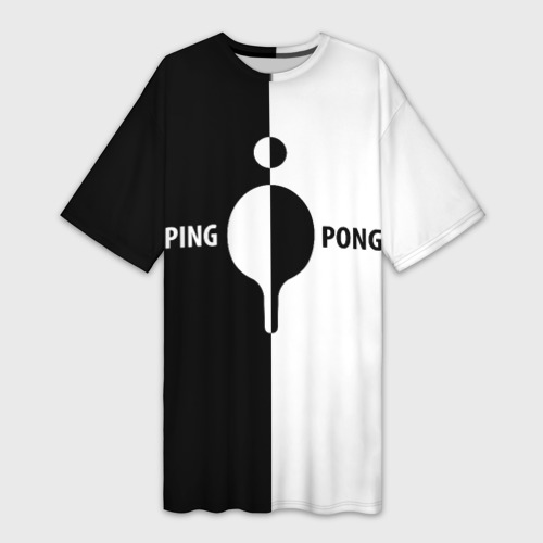Платье-футболка 3D Ping-Pong черно-белое, цвет 3D печать