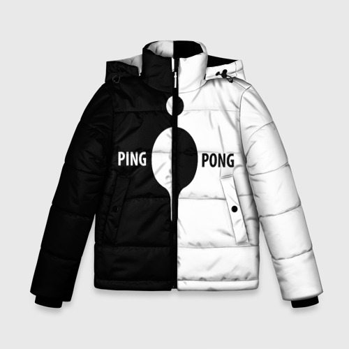 Зимняя куртка для мальчиков 3D с принтом Ping-Pong черно-белое, вид спереди #2