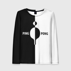 Женский лонгслив 3D Ping-Pong черно-белое