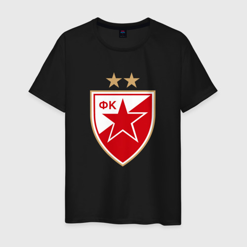 Мужская футболка хлопок с принтом Црвена звезда сербия, вид спереди #2