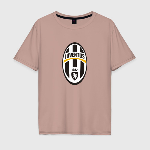Мужская футболка хлопок Oversize Juventus sport fc, цвет пыльно-розовый