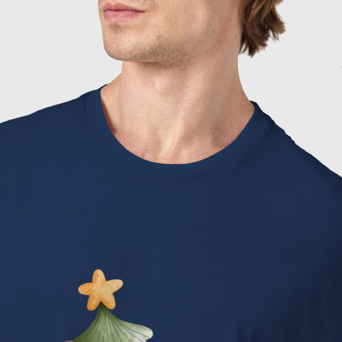 Мужская футболка хлопок с принтом Мини Санта в кружке, фото #4