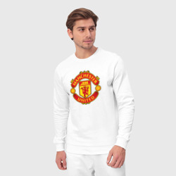 Костюм с принтом Манчестер Юнайтед фк спорт для мужчины, вид на модели спереди №3. Цвет основы: белый