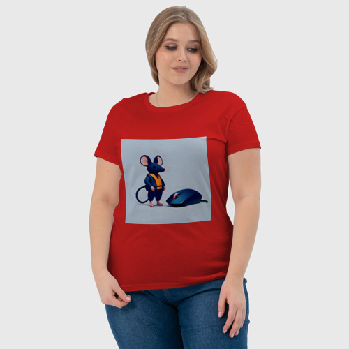 Женская футболка хлопок с принтом Компьютерная мышка, фото #4