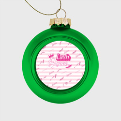 Стеклянный ёлочный шар Lash queen - pink Barbie pattern 
