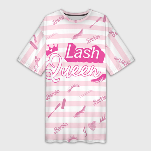 Платье-футболка 3D Lash queen - pink Barbie pattern , цвет 3D печать