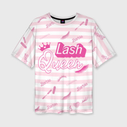 Женская футболка oversize 3D Lash queen - pink Barbie pattern 