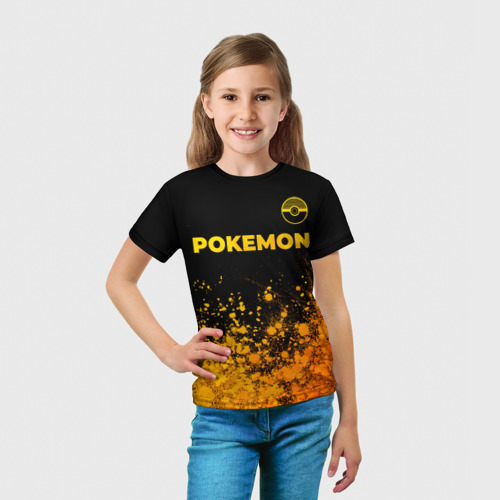Детская футболка 3D Pokemon - gold gradient: символ сверху, цвет 3D печать - фото 5