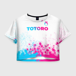 Женская футболка Crop-top 3D Totoro neon gradient style: символ сверху