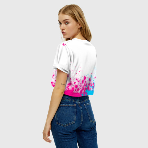 Женская футболка Crop-top 3D Totoro neon gradient style: символ сверху, цвет 3D печать - фото 5