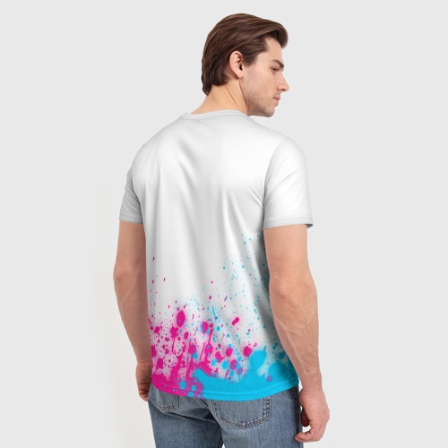 Мужская футболка 3D с принтом Totoro neon gradient style: символ сверху, вид сзади #2