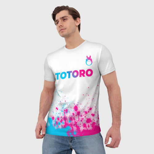 Мужская футболка 3D с принтом Totoro neon gradient style: символ сверху, фото на моделе #1