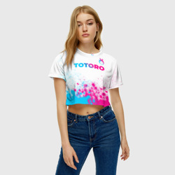 Женская футболка Crop-top 3D Totoro neon gradient style: символ сверху - фото 2