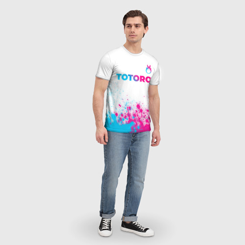 Мужская футболка 3D с принтом Totoro neon gradient style: символ сверху, вид сбоку #3