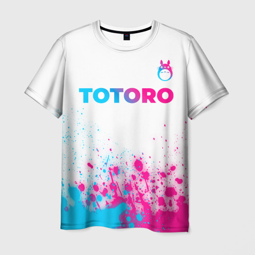 Мужская футболка 3D с принтом Totoro neon gradient style: символ сверху, вид спереди #2