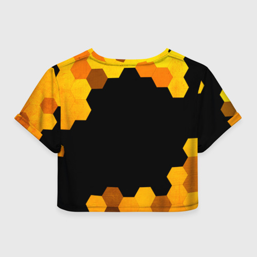 Женская футболка Crop-top 3D Saab - gold gradient, цвет 3D печать - фото 2