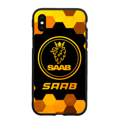 Чехол для iPhone XS Max матовый Saab - gold gradient