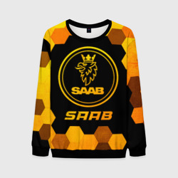 Мужской свитшот 3D Saab - gold gradient