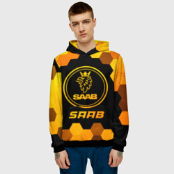 Мужская толстовка 3D Saab - gold gradient - фото 2