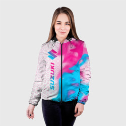 Женская куртка 3D Suzuki neon gradient style: по-вертикали - фото 2