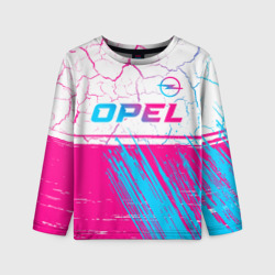 Детский лонгслив 3D Opel neon gradient style: символ сверху