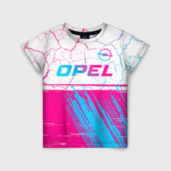 Детская футболка 3D Opel neon gradient style: символ сверху