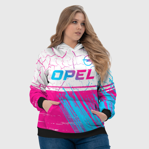 Женская толстовка 3D Opel neon gradient style: символ сверху, цвет 3D печать - фото 6