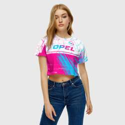 Женская футболка Crop-top 3D Opel neon gradient style: символ сверху - фото 2