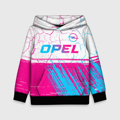 Детская толстовка 3D Opel neon gradient style: символ сверху, цвет черный