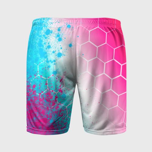 Мужские шорты спортивные Hitman neon gradient style: по-вертикали, цвет 3D печать - фото 2