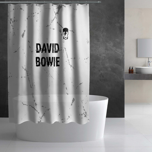 Штора 3D для ванной David Bowie glitch на светлом фоне: символ сверху - фото 2