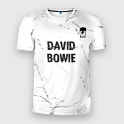 Мужская футболка 3D Slim David Bowie glitch на светлом фоне: символ сверху