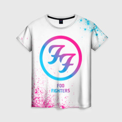 Женская футболка 3D Foo Fighters neon gradient style