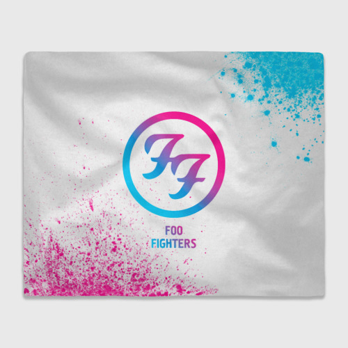 Плед 3D с принтом Foo Fighters neon gradient style, вид спереди #2