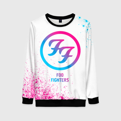 Женский свитшот с принтом Foo Fighters neon gradient style, вид спереди №1