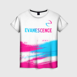 Женская футболка 3D Evanescence neon gradient style: символ сверху