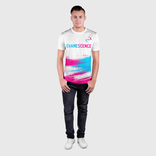 Мужская футболка 3D Slim Evanescence neon gradient style: символ сверху, цвет 3D печать - фото 4