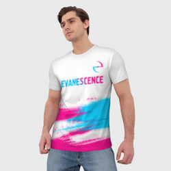 Мужская футболка 3D Evanescence neon gradient style: символ сверху - фото 2