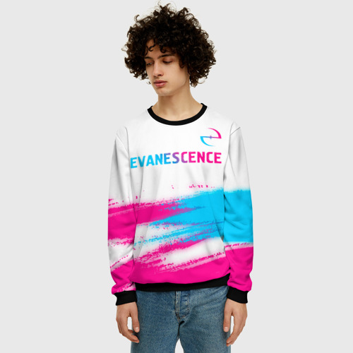 Мужской свитшот 3D Evanescence neon gradient style: символ сверху, цвет черный - фото 3