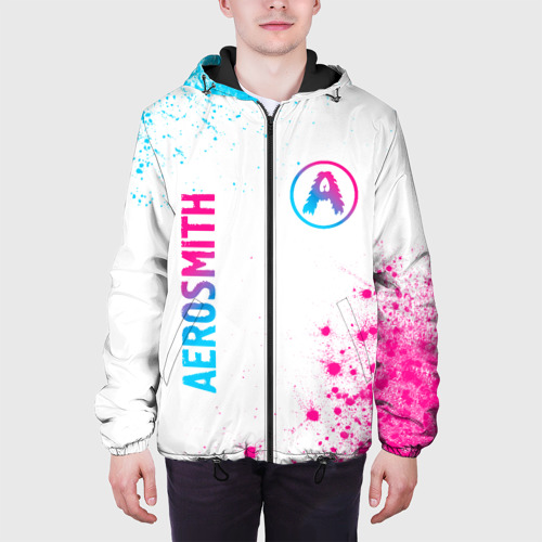 Мужская куртка 3D с принтом Aerosmith neon gradient style: надпись, символ, вид сбоку #3