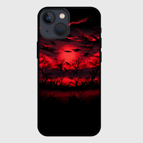 Чехол для iPhone 13 mini с принтом Стая ворон, вид спереди #2