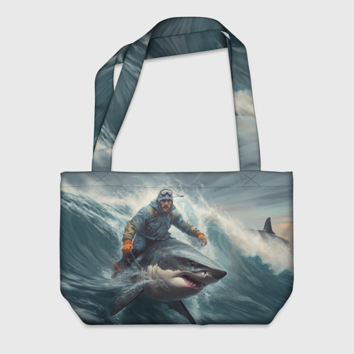 Пляжная сумка 3D Мужчина верхом на акуле - фото 2