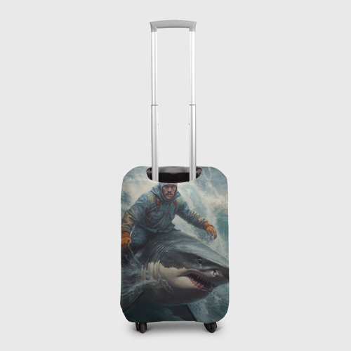Чехол для чемодана 3D Мужчина верхом на акуле, цвет 3D печать - фото 2