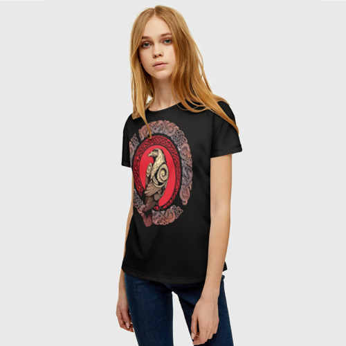 Женская футболка 3D Тату скандинавский орел - кельтская плетенка, цвет 3D печать - фото 3