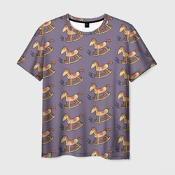 Мужская футболка 3D Деревянные лошадки качалки