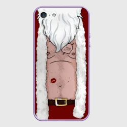 Чехол для iPhone 5/5S матовый Прикольный костюм санта клауса - голое тело